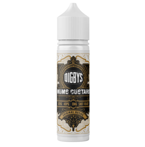 Digby's Mum's Custard 60VG/40PG vanilla custard shortfill e-liquid bottle, handmade in the UK